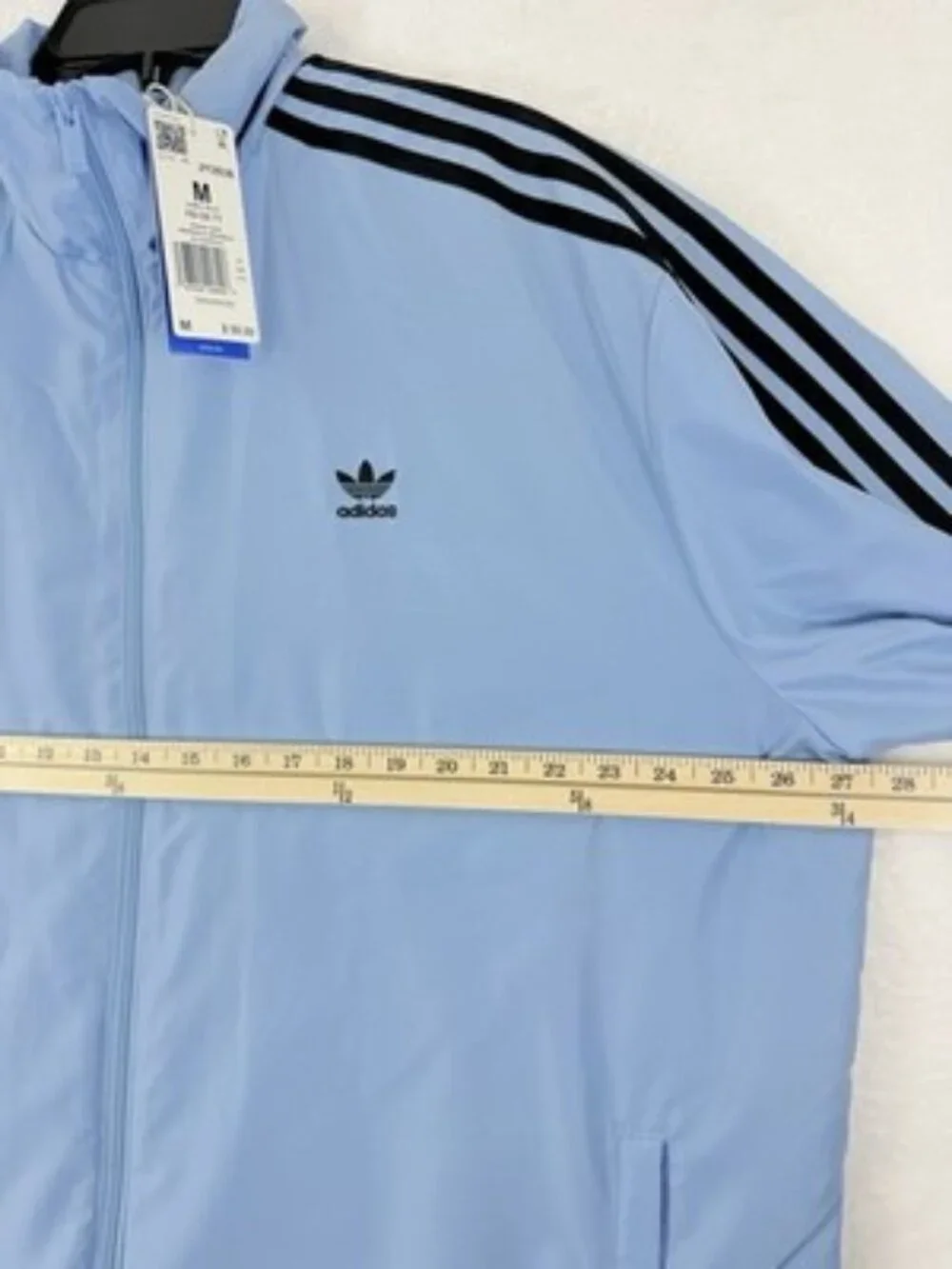 Adidas Originals Track Jacket Medium Ash Blue Black 3 Stripes Full Zip New NWT